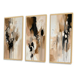 Abstract Canvas Wall Art Set of 3- Brown Mindful Abstraction