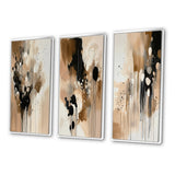 Abstract Canvas Wall Art Set of 3- Brown Mindful Abstraction