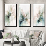 Modern Multi Panel Canvas Wall Art - Green And Cream Essence Of Modernity III