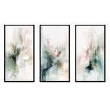 Modern Multi Panel Canvas Wall Art - Green And Cream Essence Of Modernity III