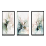 Modern Multi Panel Canvas Wall Art - Green And Cream Essence Of Modernity III