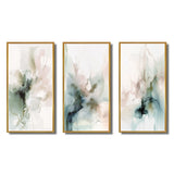 Modern Multi Panel Canvas Wall Art - Green And Cream Essence Of Modernity III