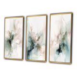 Modern Multi Panel Canvas Wall Art - Green And Cream Essence Of Modernity III