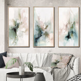 Modern Multi Panel Canvas Wall Art - Green And Cream Essence Of Modernity III