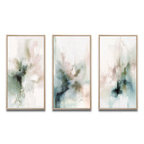 Modern Multi Panel Canvas Wall Art - Green And Cream Essence Of Modernity III
