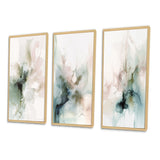 Modern Multi Panel Canvas Wall Art - Green And Cream Essence Of Modernity III