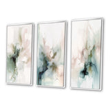 Modern Multi Panel Canvas Wall Art - Green And Cream Essence Of Modernity III
