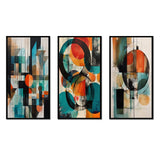 Modern Geometric Multi Panel Canvas Wall Art - Orange Abstracted Geometric Explorations