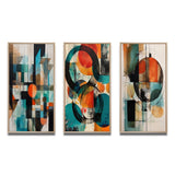 Modern Geometric Multi Panel Canvas Wall Art - Orange Abstracted Geometric Explorations