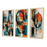 Modern Geometric Multi Panel Canvas Wall Art - Orange Abstracted Geometric Explorations