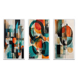 Modern Geometric Multi Panel Canvas Wall Art - Orange Abstracted Geometric Explorations