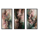 Modern Wall Art Set - Pink Green Inner Worlds Of Marble III - 3 Pieces