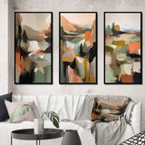 Abstract Painting Wall Art Set - Green And Beige Transcending Reality III - 3 Pieces