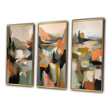 Abstract Painting Wall Art Set - Green And Beige Transcending Reality III - 3 Pieces