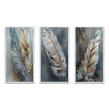 Glam Canvas Wall Art Set - Gold Feather Wanderlust - 3 Pieces