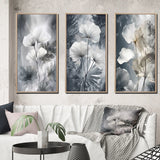 Floral Leaves Wall Art Canvas Set - Tropical_Palm_Art_For_Ginkgo Art - 3 Pieces