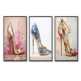 Fashion High Heels Canvas Wall Art - Fashion Chic High Heel - 3 Pieces