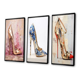 Fashion High Heels Canvas Wall Art - Fashion Chic High Heel - 3 Pieces