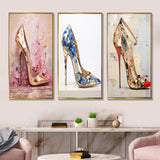 Fashion High Heels Canvas Wall Art - Fashion Chic High Heel - 3 Pieces