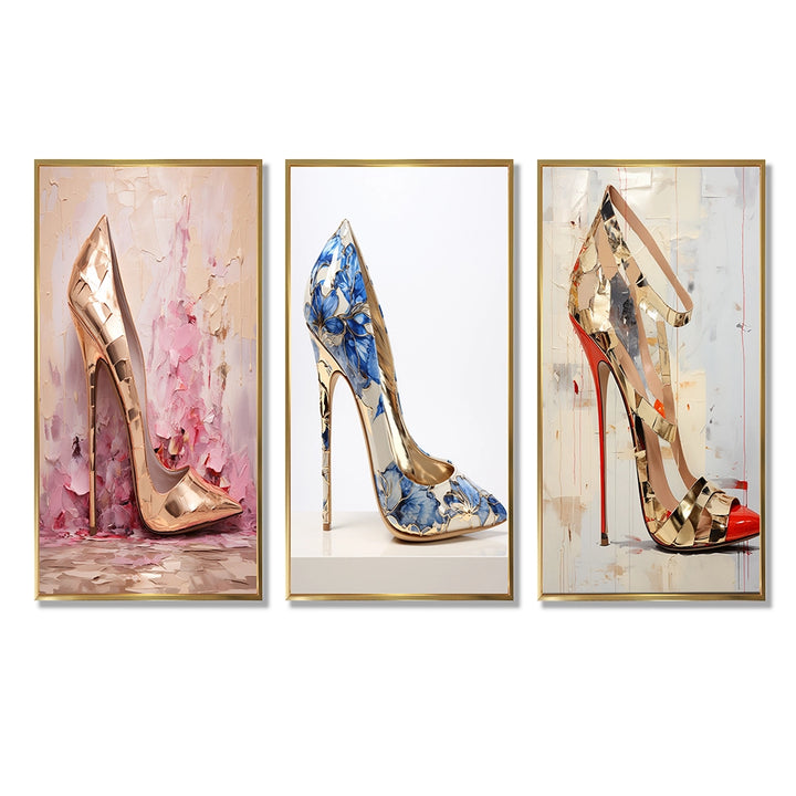 Fashion High Heels Canvas Wall Art - Fashion Chic High Heel - 3 Pieces