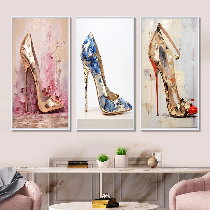 Fashion High Heels Canvas Wall Art - Fashion Chic High Heel - 3 Pieces
