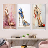 Fashion High Heels Canvas Wall Art - Fashion Chic High Heel - 3 Pieces
