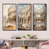 Traditional Canvas Wall Art Set - Italian Colosseum Memory - 2 Pieces