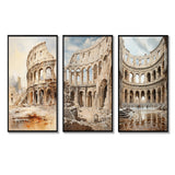 Traditional Canvas Wall Art Set - Italian Colosseum Memory - 2 Pieces