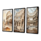 Traditional Canvas Wall Art Set - Italian Colosseum Memory - 2 Pieces