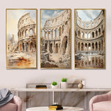 Traditional Canvas Wall Art Set - Italian Colosseum Memory - 2 Pieces