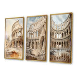 Traditional Canvas Wall Art Set - Italian Colosseum Memory - 2 Pieces