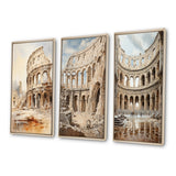 Traditional Canvas Wall Art Set - Italian Colosseum Memory - 2 Pieces
