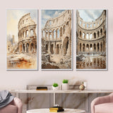 Traditional Canvas Wall Art Set - Italian Colosseum Memory - 2 Pieces
