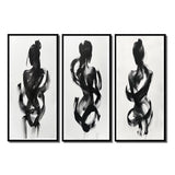 Modern Canvas Wall Art Set of 3 - Black And White Minimal Woman Silhouette I