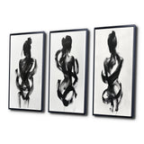 Modern Canvas Wall Art Set of 3 - Black And White Minimal Woman Silhouette I