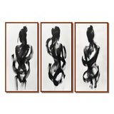 Modern Canvas Wall Art Set of 3 - Black And White Minimal Woman Silhouette I