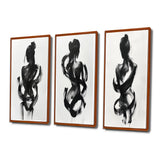 Modern Canvas Wall Art Set of 3 - Black And White Minimal Woman Silhouette I