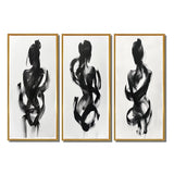 Modern Canvas Wall Art Set of 3 - Black And White Minimal Woman Silhouette I