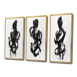 Modern Canvas Wall Art Set of 3 - Black And White Minimal Woman Silhouette I