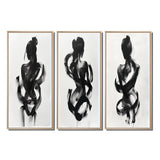 Modern Canvas Wall Art Set of 3 - Black And White Minimal Woman Silhouette I