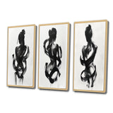 Modern Canvas Wall Art Set of 3 - Black And White Minimal Woman Silhouette I