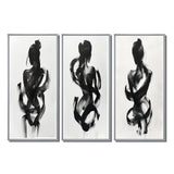 Modern Canvas Wall Art Set of 3 - Black And White Minimal Woman Silhouette I