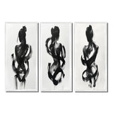 Modern Canvas Wall Art Set of 3 - Black And White Minimal Woman Silhouette I