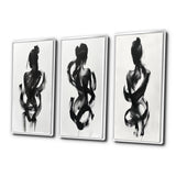 Modern Canvas Wall Art Set of 3 - Black And White Minimal Woman Silhouette I
