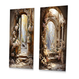 Modern Metal Wall Art Set - Ancient Ruins Blooms II - 2 Pieces