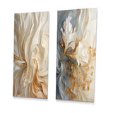 Champagne Metal Wall Art Set - White And Gold Champagne Flow IV - 2 Pieces