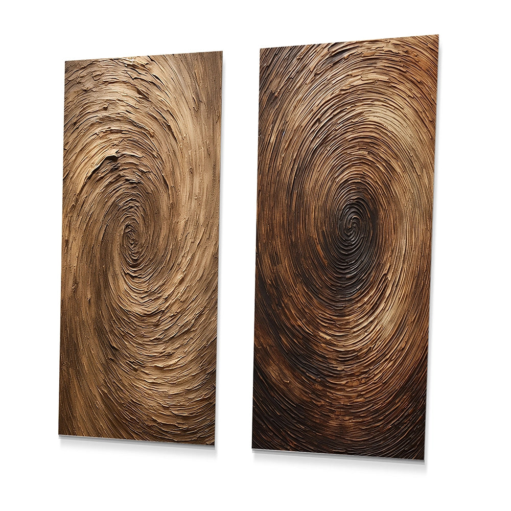 Transitional Metal Wall Art - Brown Calm Current Spiral - 2 Pieces