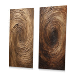 Transitional Metal Wall Art - Brown Calm Current Spiral - 2 Pieces