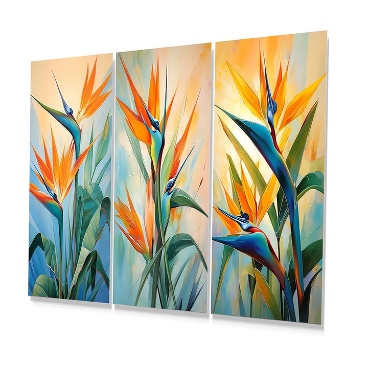 Birds Of Paradise Metal Wall Art - Paradises Profile Flower - 3 Pieces