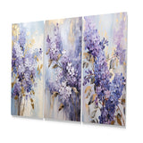 Traditional Metal Wall Art Set of 3 - Purple And Gold Pastel Lilac Dreams